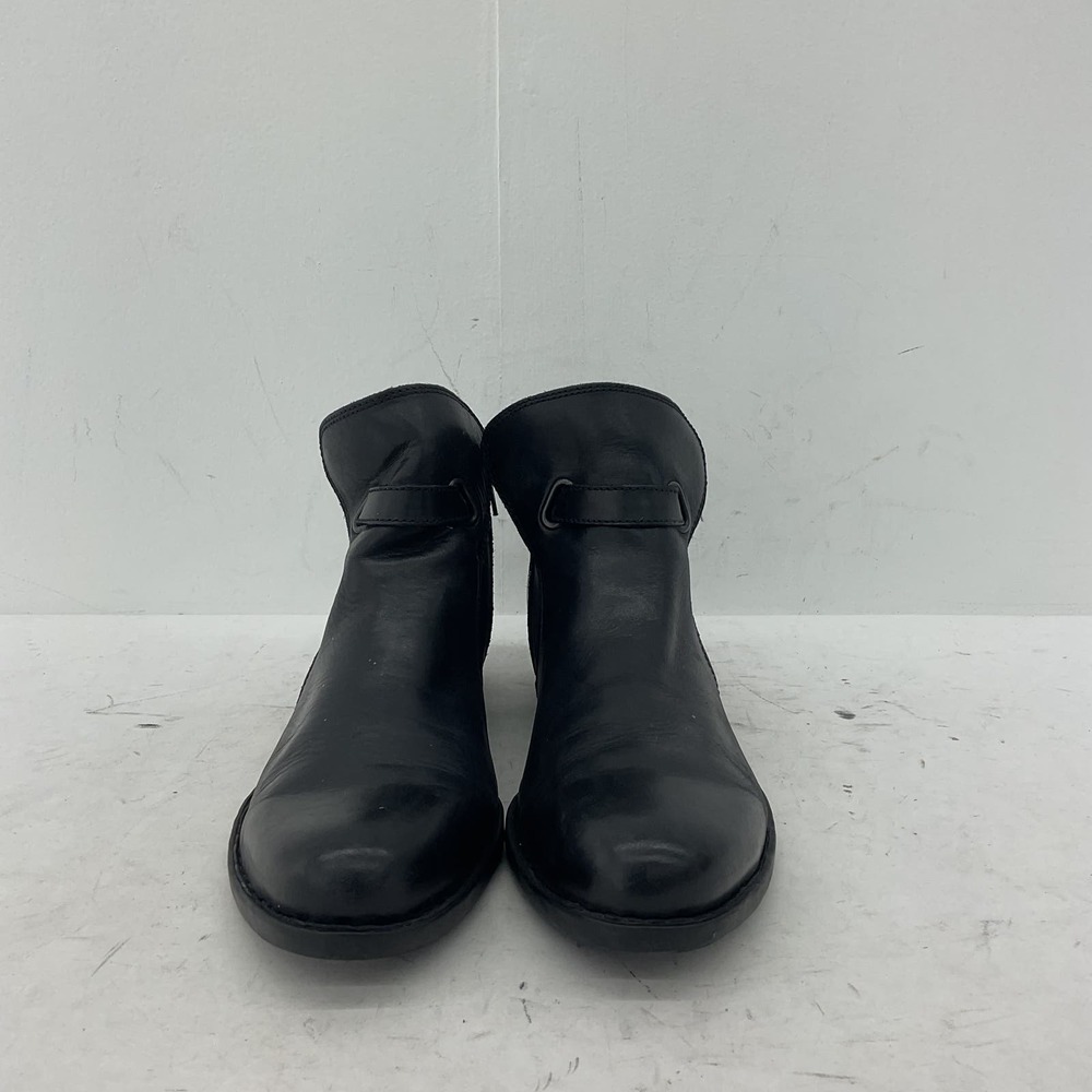Born Women's Black Leather Biker Ankle Boots Size 10 - Picture 2 of 11